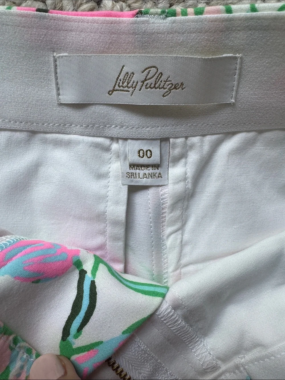 Lilly Pulitzer White Shorts with Pink and Green Floral Trim